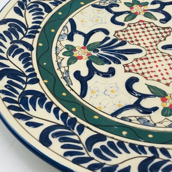 Vintage Large 12" Hand Painted Expressions Hanging Plate Mediterranean Style - Picture 3 of 5